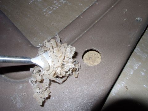1986 Ford Bronco - Yeah I know a spade drill ain't for vinyl, but if worked just fine.