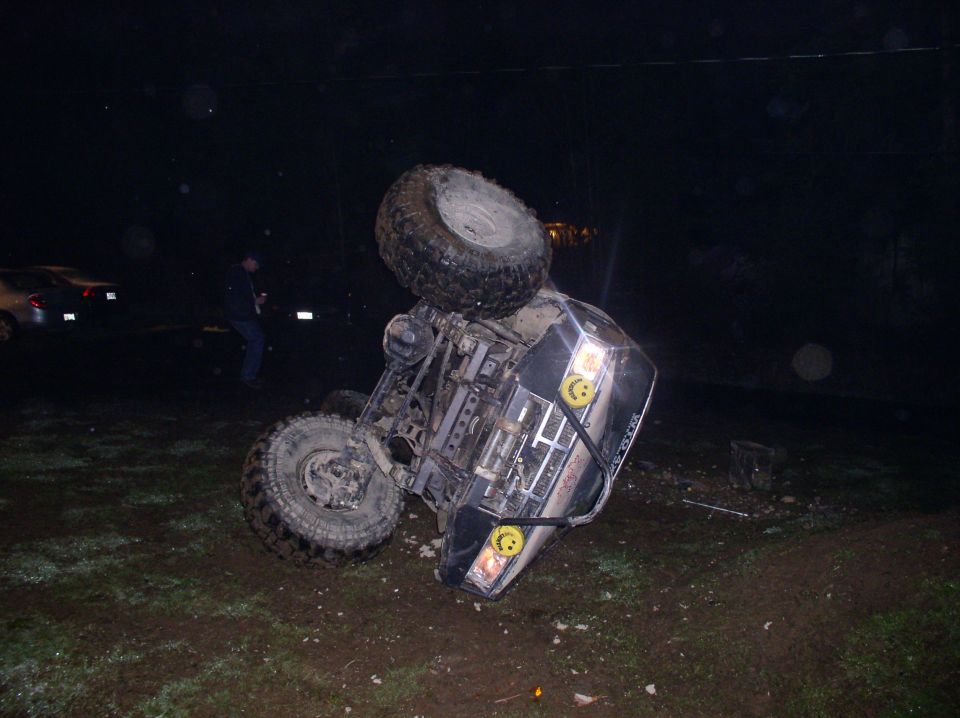 You know yer white trash if ya flip yer rig in yer front yard...