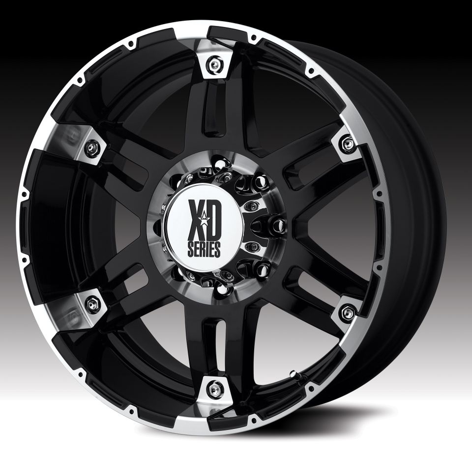 Black XD Series wheel with chrome accents and visible lug nuts