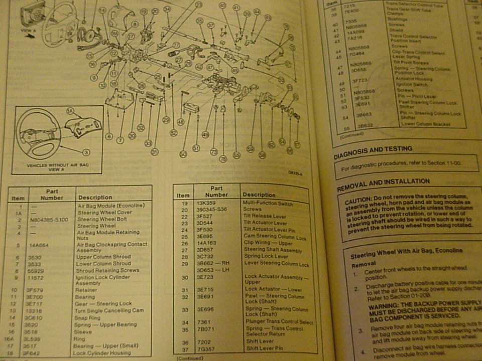 1993 Ford body/chassis service manual page