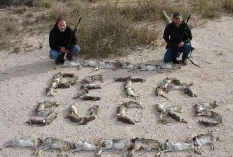 1989 Ford Bronco - Hunters arrange dead rabbits to spell out a message in the dirt.