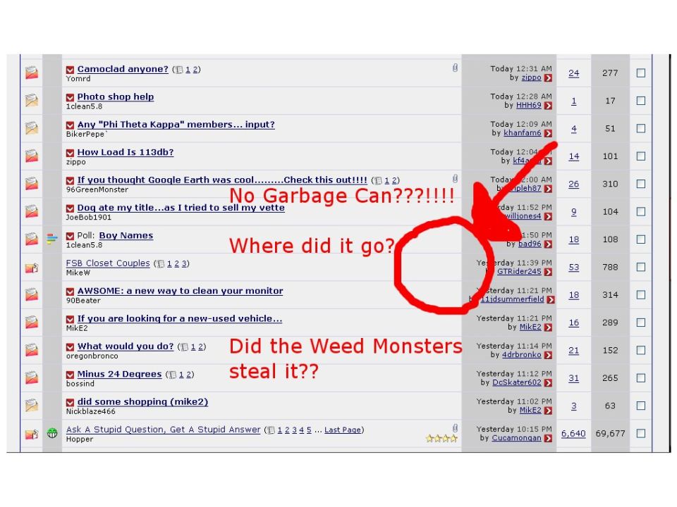 Screenshot of a forum with red text and a red circle