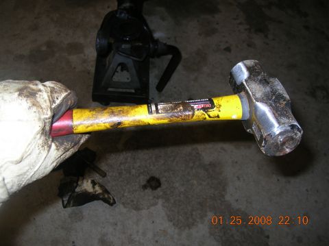 1991 Ford F-150 - Sledgehammer and jack stand visible in a garage setting. Date stamp indicates January 25, 2008.