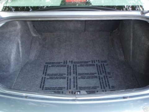 2007 Chrysler 300 - The interior of a car's trunk is shown, covered in gray carpet and protective mats.