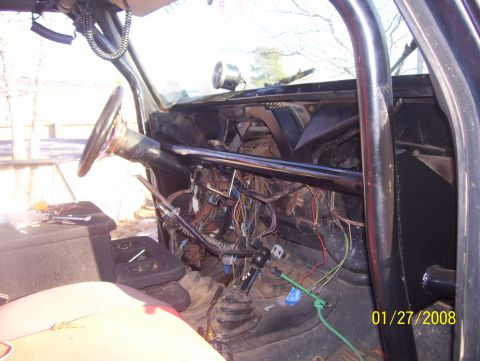 1978 Ford Bronco - Vehicle interior shows exposed wiring and a roll cage, with a date stamp of 01/27/2008.