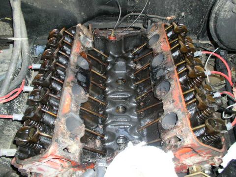 1979 Ford Bronco - Close-up view of an engine's intake manifold and valve train.