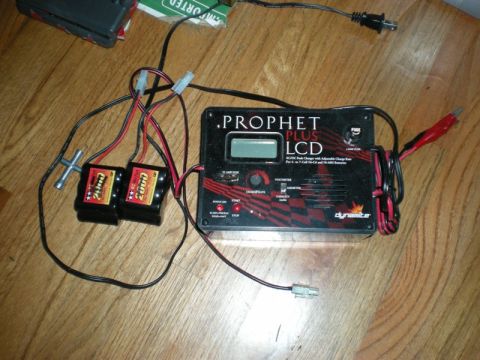 1993 Ford Bronco - A Prophet Plus LCD battery charger is shown connected to two 2000mAh batteries.