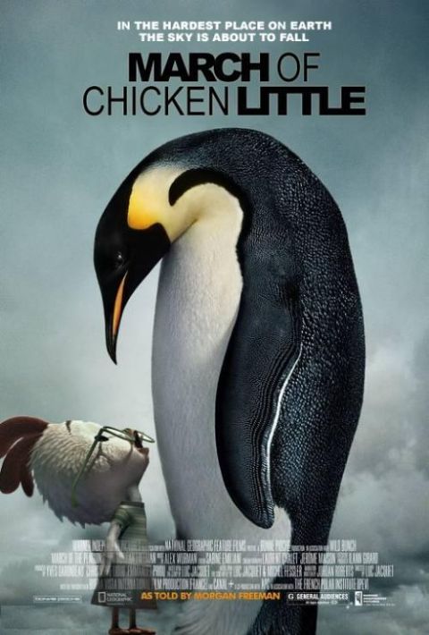 2000 Ford Crown Victoria - Poster for the animated movie March of Chicken Little, a large penguin and a small chicken character.