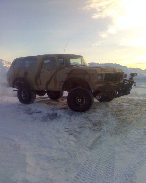 1990 Ford F-250 - A 1978 Ford Bronco sits in a snowy landscape under a bright sky.