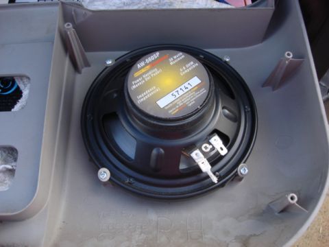 1983 Ford Bronco - again here is the old speaker. the crimp connection was not even connected. out this speaker came.