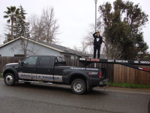 1983 Ford Bronco - here is a view of just the truck and Josh on the front of the trailer.
