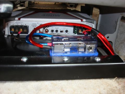 1983 Ford Bronco - here is the amp all connected and the red is the power to the other amp and remote switch wire.