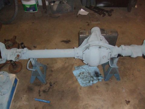 1996 Ford Bronco - Rear axle assembly for a Ford Bronco, undergoing preparation for a new paint job.