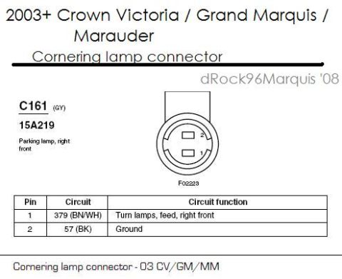 1996 Mercury Grand Marquis - 2003- CV/GMQ/MM cornering lamp connector
