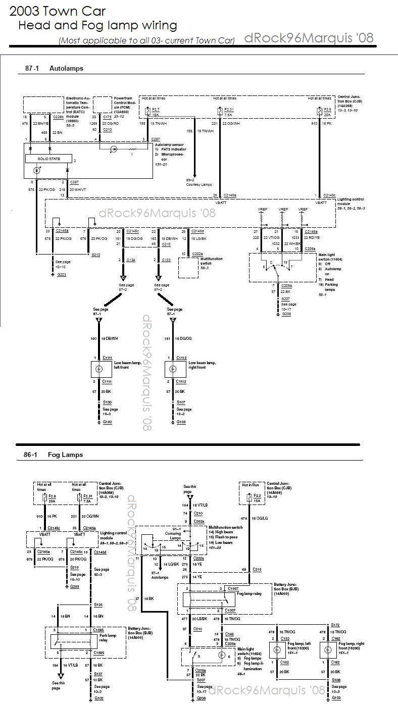 2003-
Town Car head and fog lamp wiring