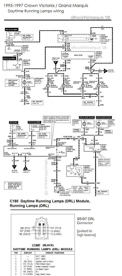1996 Mercury Grand Marquis - 1995-1997 CV/GMQ DRL wiring and module pinout