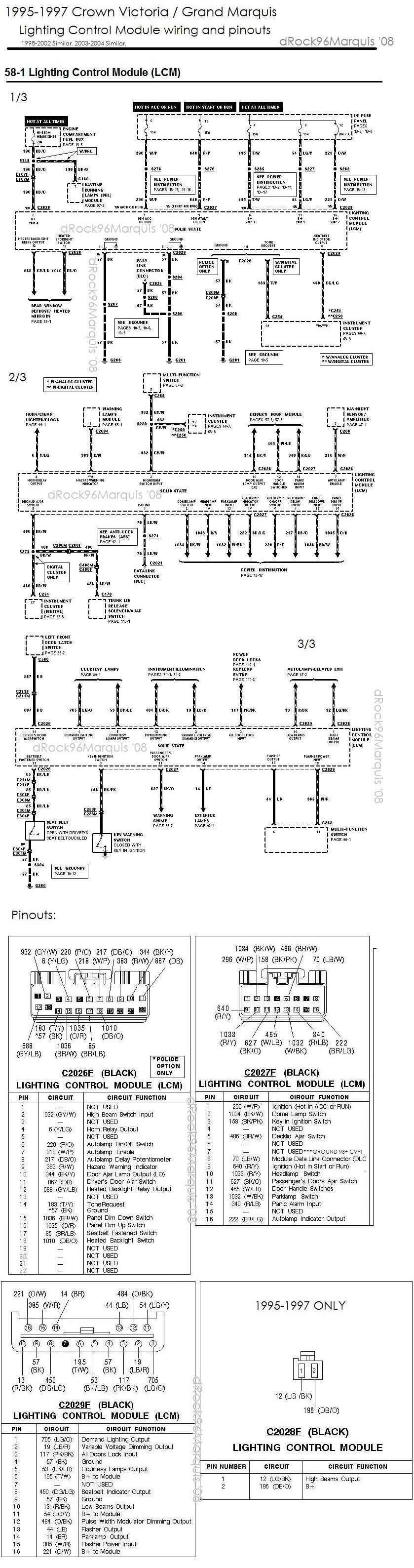 '95-'97 CV/GMQ LCM wiring and pinouts