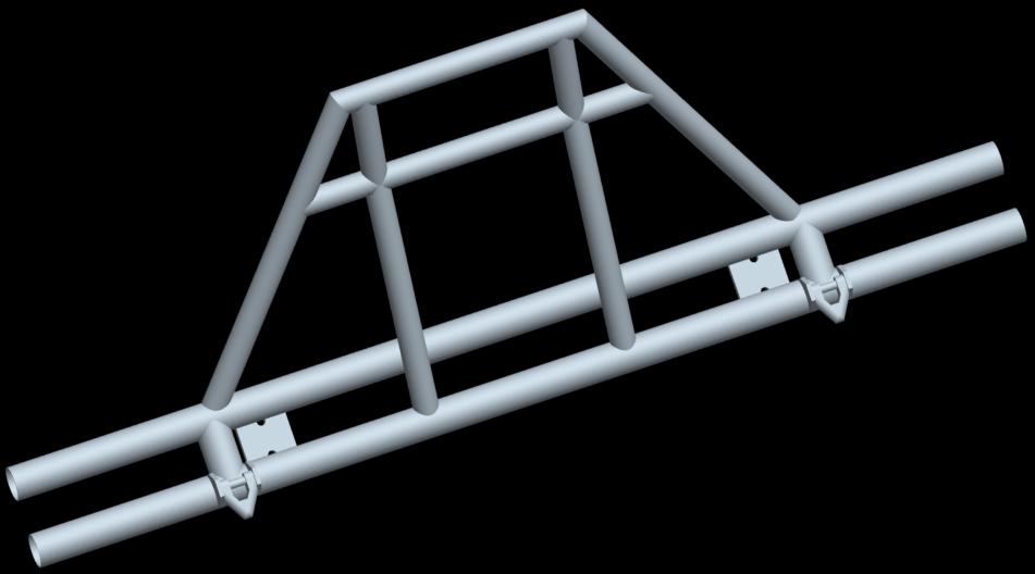 White tube bumper with triangular bracing and dual horizontal bars, mounted on a black background