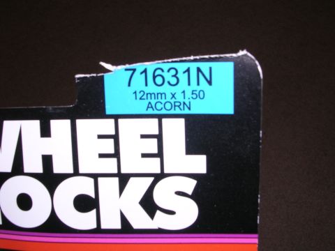 1983 Ferrari Enzo - Close-up of packaging for wheel locks, showing part number and specifications.