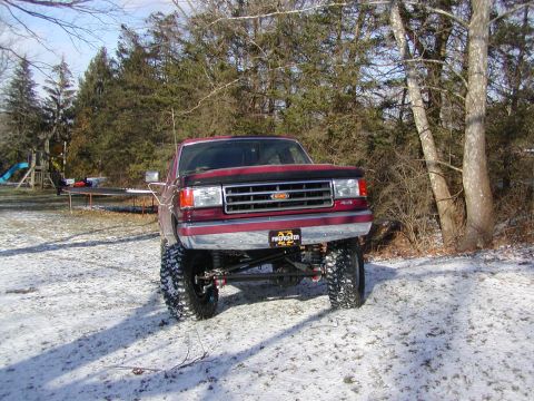 1991 Ford Bronco - This lifted Ford Bronco is ready for winter conditions with its aggressive tires and 4x4 capabilities.