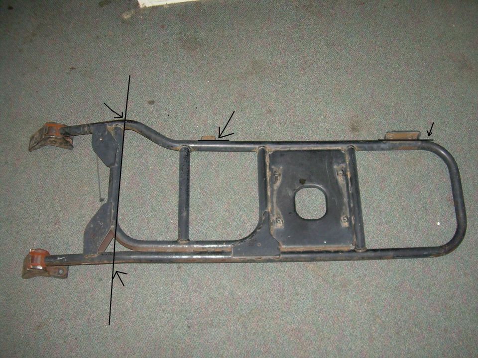Black metal rear bumper guard with mounting brackets