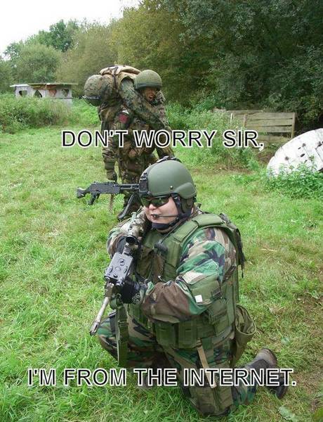 1992 Ford Mustang - Soldiers in tactical gear are positioned in a grassy outdoor area, with text overlaying the image.