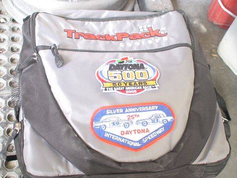 1993 Ford C-350 (Centurion Conversions) - A cooler bag features patches commemorating the Daytona 500's 50th anniversary in 2008 and the 25th anniversary of Daytona International Sp…