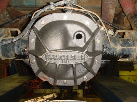 1996 Ford Bronco - Close-up of a Rockcrusher 8.8 differential cover, likely part of a fluid change service.