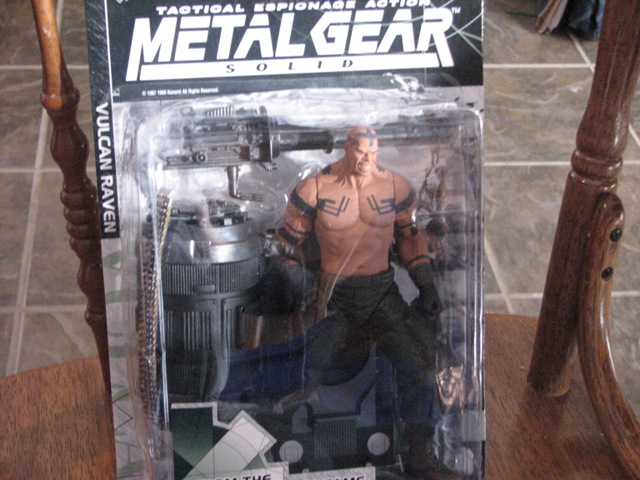 Metal Gear Solid Vulcan Raven action figure in packaging, with accessories