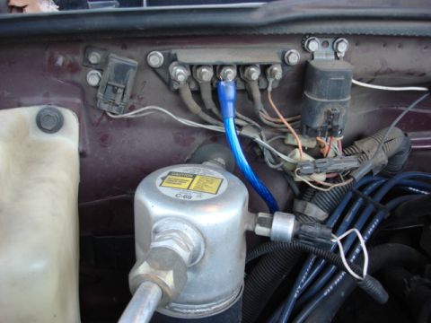 1983 Ford Bronco - ok time to get power to the power block under the pass seat. on the firewall on the pass side under a plastic cover (held on by 3 plastic n…