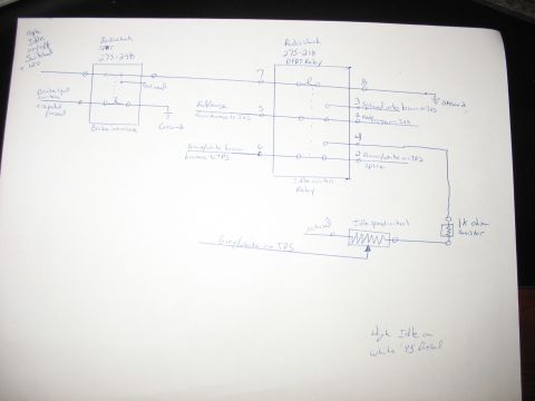 1995 Ford C-350 (Centurion Conversions) - This diagram details the wiring for a high idle system, including relays and a 1k ohm resistor.