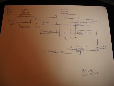 1995 Ford C-350 (Centurion Conversions) - This diagram illustrates the wiring for a high idle system on a White '95 Diesel, detailing relays and connections.