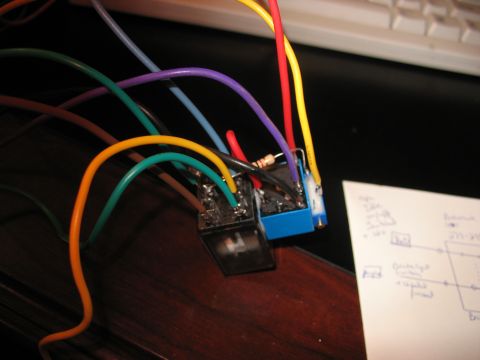 1995 Ford C-350 (Centurion Conversions) - Two electrical relays with numerous wires are connected, with a handwritten schematic diagram visible to the right.