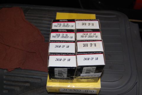1994 Ford Bronco - Boxes of Federal-Mogul engine bearings are stacked, with part numbers visible on the labels.