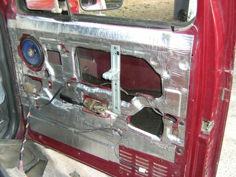 1992 Ford F-150 - Passenger side door panel after one layer of Peel and Seal.