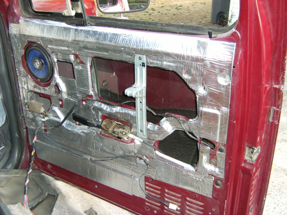 Passenger side door panel after one layer of Peel and Seal.