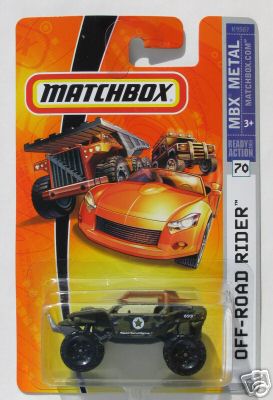1990 Ford Bronco - Matchbox Off-Road Rider toy car with camouflage pattern and large wheels.