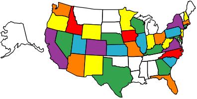 1995 Ford Bronco - A colorful map displays the United States, with Alaska shown separately.