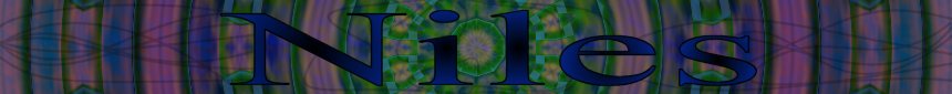 Text that says "Niles" in large blue letters with a colorful, abstract background