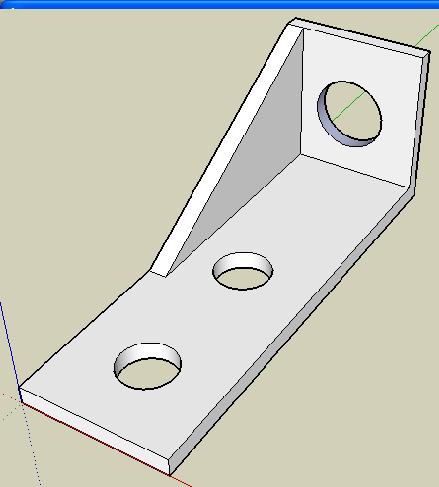 1995 Ford Bronco - A 3D rendering of a metal L-bracket with three holes is shown.