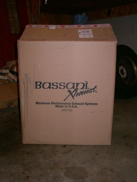 1994 Ford Bronco - A large cardboard box for a Bassani Exhaust system is shown, made in the USA.