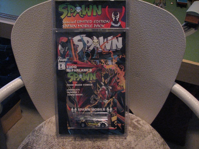 Spawn Mobile toy car in packaging with comic book art