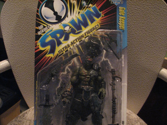 Spawn Gate Keeper action figure in plastic packaging, with accessories