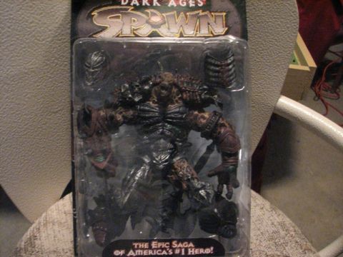 1991 Ford Bronco - Spawn action figure in "Dark Ages Spawn" packaging, with text "The Epic Saga of America's #1 Hero!"