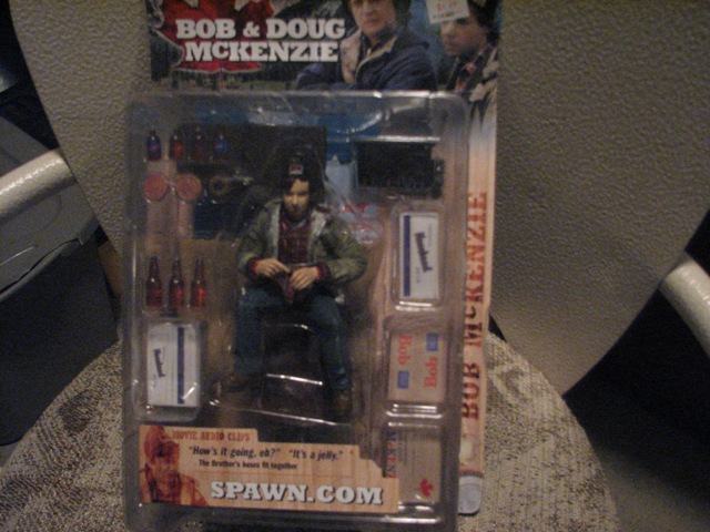 Bob & Doug McKenzie action figure in plastic packaging with accessories