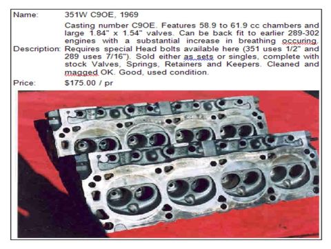 1972 Ford Ranchero - 351 W Heads