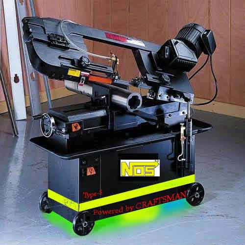 Black band saw with yellow stripe and NOS logo