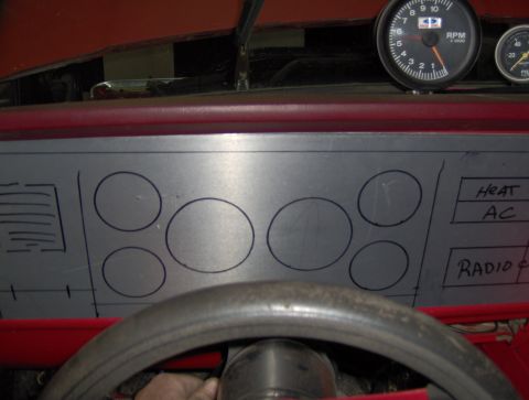 1978 Ford Bronco - A custom dashboard with hand-drawn gauge cutouts and labels for various controls is visible.