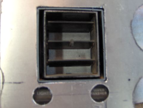 1978 Ford Bronco - Dashboard panel with air vent and switch cutouts for LIGHTS and WIPER WASHER.