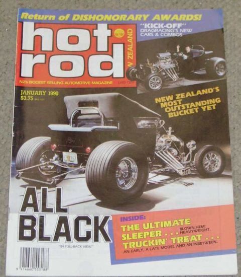 1969 Lincoln Continental - Magazine cover from January 1990 titled 'All Black' with a prominent hot rod on display.